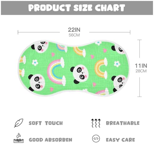 MCHIVER Panda Rainbows Flowers Hearts Baby Burp Cloths Cotton Washcloths Soft Absorbent Burping Rags for Baby Girl Boy Newborn Towel 2 Pack4