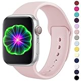 Laffav Compatible with Apple Watch Band 38mm 40mm, Medium/Large, for Women Men, Pink Sand, Silicone Sport Replacement Band Compatible with iWatch Series 4, Series 3, Series 2, Series 1