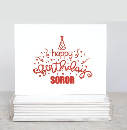 Image of Custom Made Love Birthday Sorority FOLDED Note Card Set, Birthday Women Stationary Notecard Set, Stationery For Sorority Women, Assorted Designs (Red + White)