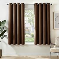 Deconovo Functional Energy Saving Curtains Thermal Insulated Blackout Curtains Eyelet Curtains for Kids Bedroom Brown W52 x L54