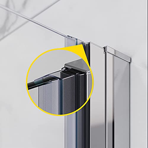 Elegant 32" W X 72" H Bi-Fold Glass Shower Door, 1/4" Fold Clear Glass Shower Panel Pivot Swing Frameless Shower Doors, Chrome Finish #TOP7