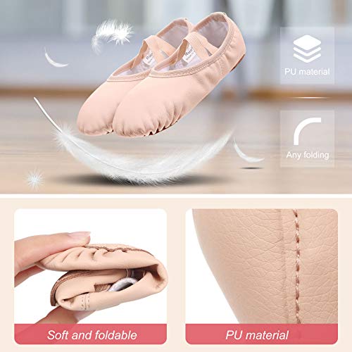 SATINIOR 3 Pairs Ballet Shoes for Girls Toddler Soft Leather Dance Slippers 3 Colors Dance Shoes for Little Kid Toddler4