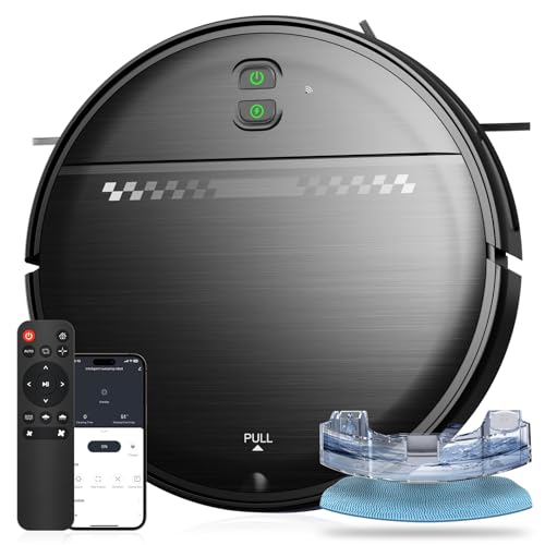 Robot Vacuum and Mop Combo, 2-in-1 Mopping Robot Vacuum Cleaner with 2300Pa Suction, 2.87'' Slim Design, Wi-Fi/App/Voice Control, 3D Obstacle Avoidance&Self-Charging for Hard Floors, Carpets, Pet Hair
