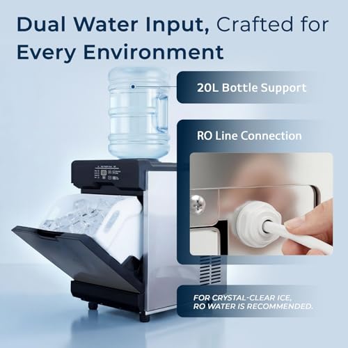 Image of Kilig CT Ice Maker | 45 Clear Ice Cubes in 12-20 Mins | Dual Water Supply (RO Inlet + 20L Can) | 13 Ice Thickness Levels | Slow-Melting Ice | Self-Cleaning | 6 Kg Storage - Silver /Black