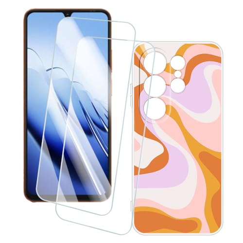 OAGELIM 2�Z�b�g �X�N���[���v���e�N�^�[ + �P�[�X Blackview Wave 10 (6.88 �C���`) �Ƃ̌݊������� �A�[�e�B�X�e�B�b�N�J�X�^���v�����g�J�o�[�Ƌ����K���X�t�B���� �X�N���b�`�h�~ (����)