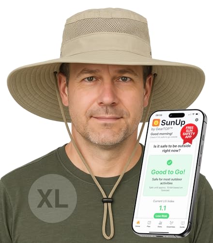 Image of GearTOP Safari Hat for Men Sun Hats for Women UV Protection UPF 50+ Fishing, Gardening, Hiking Hat (22-23 1 /2 inch)