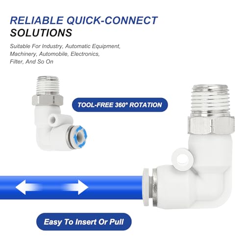 Codo neumático de 1/2 a 1/4 NPT con conector rápido de 90 grados para aire comprimido 5
