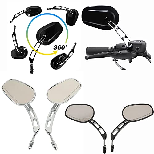 Motobiker Motorcycle Rear View Side Mirrors Compatible with Harley Street Bob FXDB Fat Boy Iron 883 XL883N Sportster 1200 Custom XL1200C by Motobiker - Image 5
