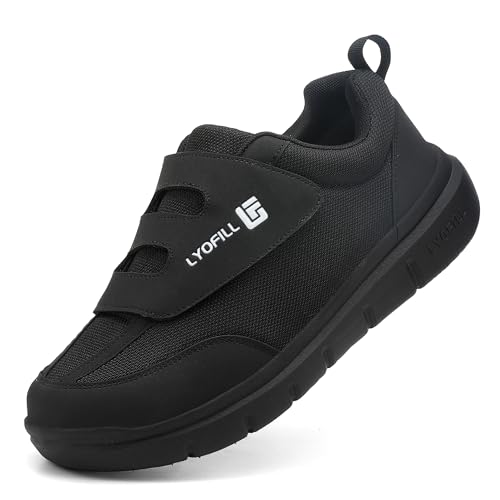 Wide Toe Box Walking Shoes Men Lace-Free Adjustable Extra Wide Width Sneaker Slip on Loafers Diabetic Shoes with Arch Support for Swollen Feet Pain Relief
