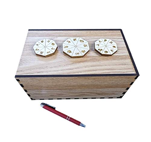 Stargazer Puzzle Lock Box - Handmade Wooden Magnetic Puzzle Box with Secret Compartment - Great for Escape Rooms and Gifts