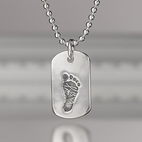 Personalized Dog Tag Necklace with Yours or Your Own Child's Handprint and Footprint Impressions