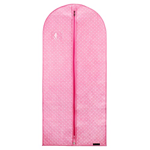 HANGERWORLD Pink 45inch Polka Dot Breathable Zipped Garment Dress Suit Cover Clothes Bag Protector - Thumbnail 2