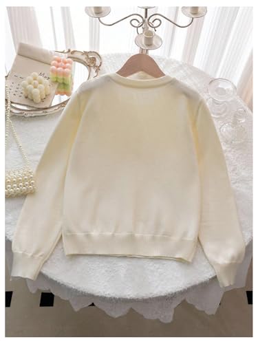 MakeMeChic Girl's Cherry Pearl Cardigan Sweater Button Down Long Sleeve Knit Cute Outerwear2