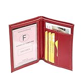  LOLUNA® Porte Carte identité - Permis de Conduire - Carte bancaire - Vitale - Navigo - Fidélités - Petit Format Compact, Fin et Plat, Emplacement Cousu, en Cuir dans Plusieurs Couleurs - Rouge