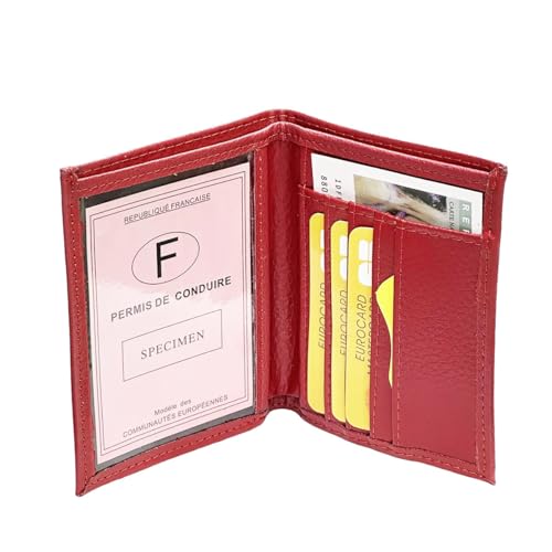 LOLUNA® Porte Carte identité - Permis de Conduire - Carte bancaire - Vitale - Billet - Fidélités - Petit Format Compact, Fin et Plat, Emplacement Cousu, en...