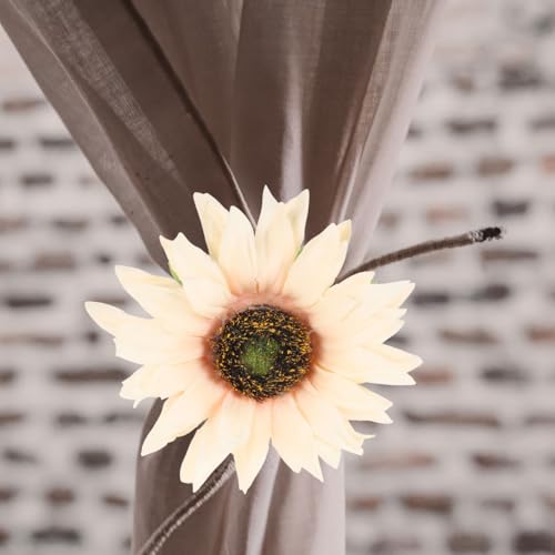 HOLIDYOYO Sunflower Curtain Tiebacks Clips 2 Pack Floral Curtain Holdbacks for Living Room Bedroom Kitchen Window Treatment Accessories - Thumbnail 5