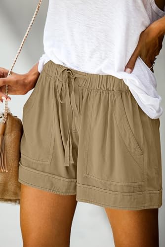 Image of KISSMODA Womens Summer Shorts Leopard /Camo /Solid /Floral Print Elastic Waist Pocketed Casual Pants