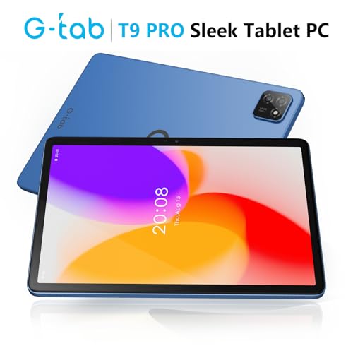 Image of G-tab T9 Pro Android Tablet 10.1 inch HD Display, 12GB RAM (4GB+8GB Expandable), 128GB Storage, Android 15, Allwinner A333 Quad-Core, 5000mAh Battery, 5G WiFi, Dual Camera, Blue