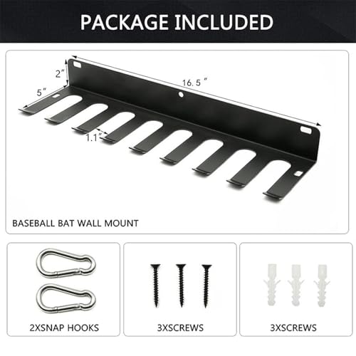 Support mural pour battes de baseball support de rangement mural et crochets - 4
