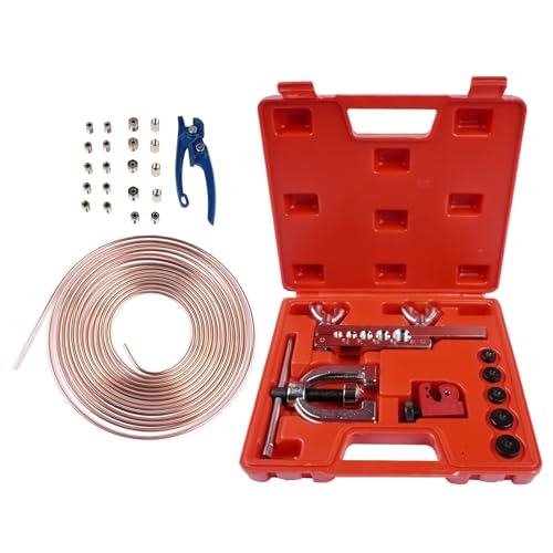 Hopzty Kit Tuyau Frein Voiture 7.62 m de câble de Frein Ø 4.75 mm en Acier en kit avec 16 Raccords + 5 Connecteurs pour Les SystèMes De Freinage...