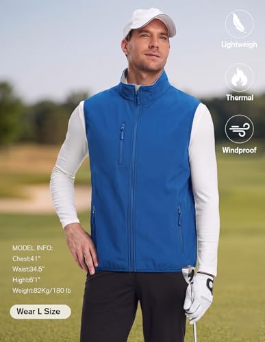 Image of fit space Men's Lightweight Vest Softshell Sleeveless Windproof Jacket with Zipper Pcoket Cycling Travel Hiking Running Golf