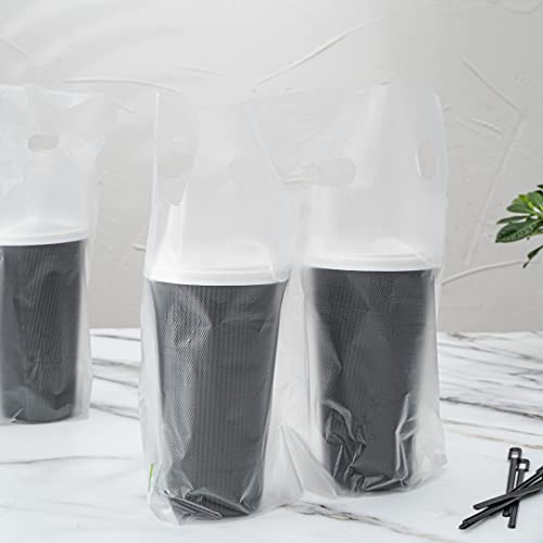 Restaurantware Bag Tek Plastic Drink Carriers 100 Double Cup Plastic Bags For Cups - Disposable With Handles Clear Plastic Drink Delivery Bags For Delivery Coffee Tea Juice by Restaurantware - Image 9