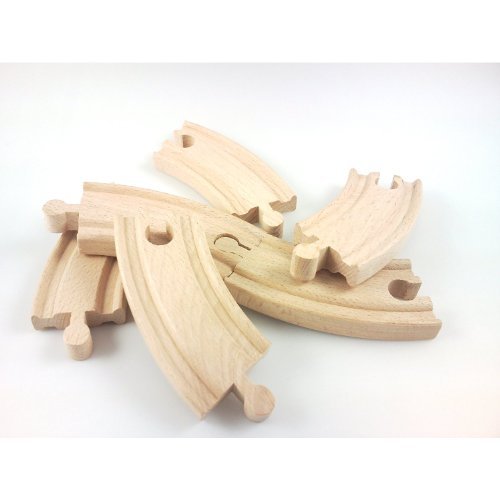 3.5 Inch Curved Train Track Piece- Set of 6-100% Compatible with All Major Brands Including Thomas Wooden Railway System