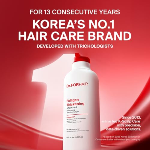 Image of Dr.FORHAIR Folligen Thickening Shampoo 16.9 oz | Biotin, Salicylic Acid & Rosemary | Anti-Breakage | Helps Reduce Hair Loss Due to Breakage | Volumizing for Fuller-Looking Hair