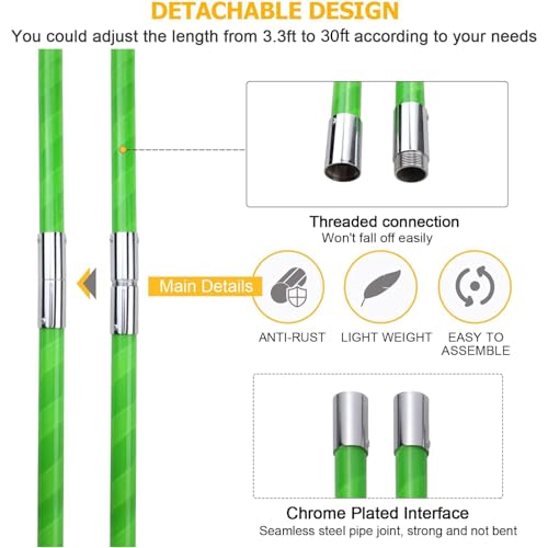 30 Feet Tree Pole Pruner Manual Branches Trimmer Tree Branch Garden Tools Loppers Hand Pole Saws Extendable Height Adustable System for Sawing and Shearing by Likeem - Image 3