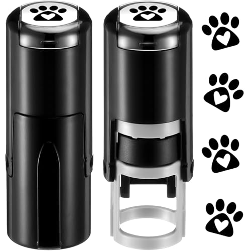 Supervitae 2 Pack Love Dog Paws Print Stamps Ink Stamper Mini Self Inking Stamps for Party Activities Craft Supplies