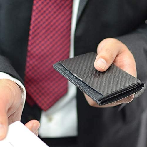 Miniatura 7 de MonCarbone - Tarjetero minimalista de fibra de carbono BlackLabel plegado tarjetero Funda compacta de bolsillo plegada delgada, Negro -, Minimalista