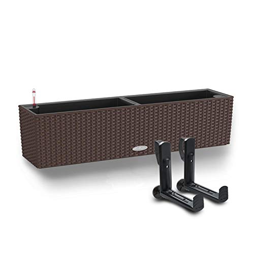 LECHUZA BALCONERA Cottage 80 Mokka Polyresin Fensterkasten...