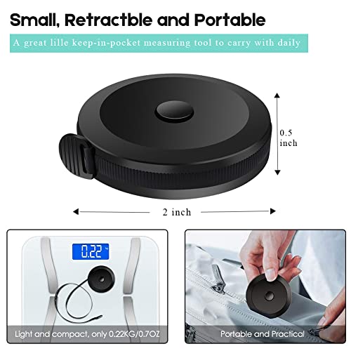 Mr.do Maßband Körper Schneidermaßband Einziehbar 150 cm / 60 zoll Bandmaß Schwarz