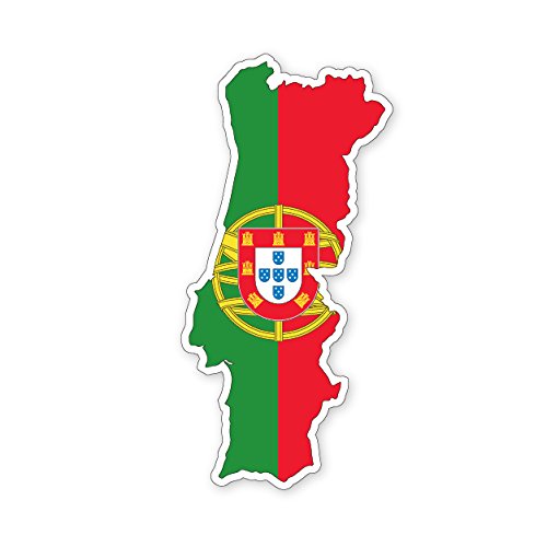 Portugal Map Silhouette Flag Vinyl Sticker, 98mm by 48mm, Car Van iPad Laptop Decal