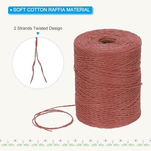 Image of PATIKIL Natural Cotton Raffia Yarn 328 Yard, Crochet Raffia Paper Ribbon for DIY Sun Hat Beach Bag Crochet Yarn Wrapping Knitting, Burgundy