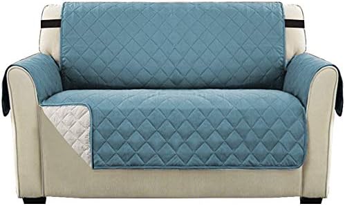 Reversible 1 Seater Chair Sofa Cover for Living Room Reversible Quilted Furniture Protector with 2" Elastic Strap, Sitting Width Up to 21" Chair Cover for Kid and Pet (Chair, Sand/Beige)