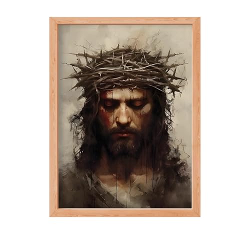 zyfmyc Póster cristiano de Jesús, corona católica religiosa de espinas, impresión de pintura para sala de iglesia, lienzo de Dios, imagen de Dios, sala de estar, dormitorio, iglesia, decoración de