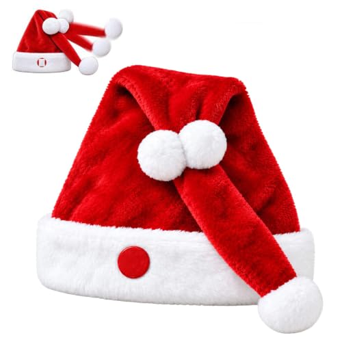 Animated Santa Hat, Moving Christmas Hat with Funny Swinging Design (Red)