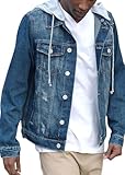 VICTORIOUS Hoodie Layered Distressed Denim Jacket with Removable Hood DK109 - Dark Indigo - 2X-Large