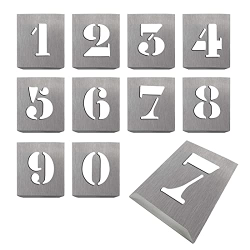HAUTMEC Vintage Aluminum Numbers Stencils, 0 to 9 Aluminum Stencils & Holder, 2