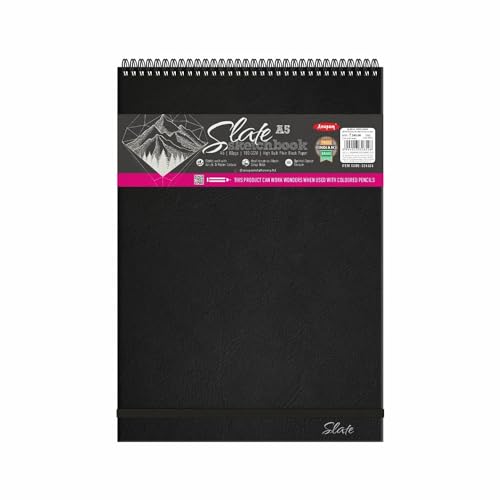 Image of Anupam A5 Slate Black Paper Sketchbook 80 Pages 180 GSM Acid Free Paper Wiro Bound Sketch Book