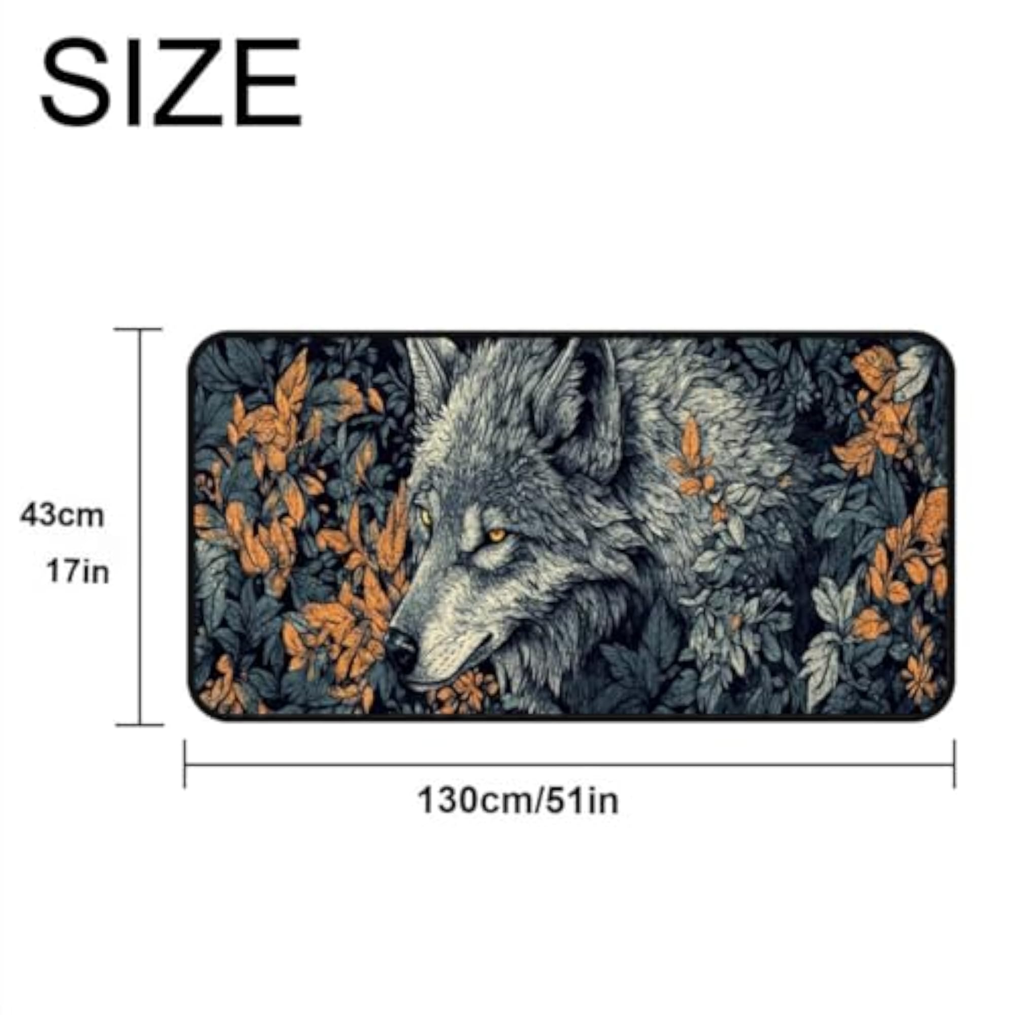 Wolf Flower Kitchen Floor Mat, Area Rugs 17''x51''
