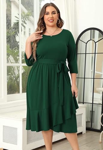 Image of TASHVIKA'S Women's Plus Size Flowy Wrap Ruffle Maxi Dress