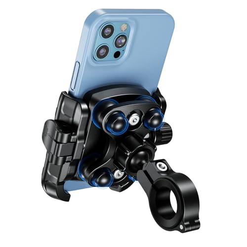 MidingChai Support Telephone Moto Anti Vibration Porte Telephone Velo 360° Rotation, Support Téléphone Moto Guidon Ultra Stable pour 5,4-7,2’’ Smartphone, iPhone 17/16/15/14/ProMax/Samsung/Xiaomi