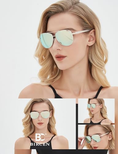 Image of Polarized Aviator Sunglasses Womens: Acetate Glasses UV Protection | Classic Square Style fit Most Face Shape - Pressure-free Frame & Full Anti-Glare Lens Ideal for Classy Laides Travel Vacation