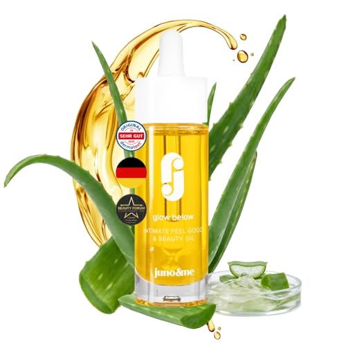 juno & me – Intimate Feel Good & Beauty Oil: After Shave Öl für Intimzone nach Rasur - mit 12 hochwertigen Ölen & Aloe Vera - bei Trockenheitsgefühl im Intimbereich - vegane Intimpflege Damen - 30ml