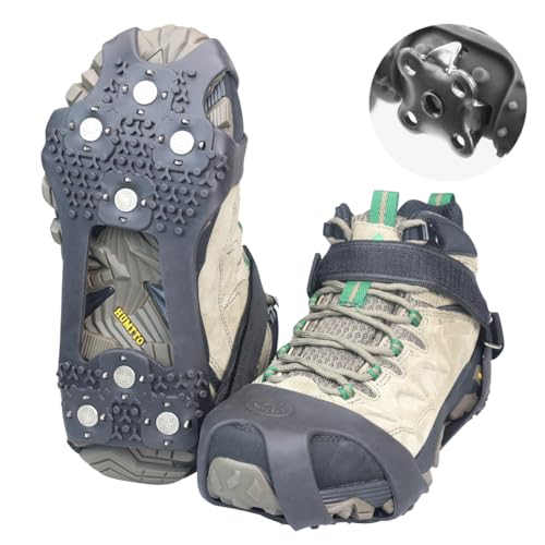 Ice Cleats for Shoes and Boots, Upgraded 28 Spikes Traction Cleats - Stainless Steel Shoe Spikes for Snow and Ice, Anti Slip Silicone Ice Grippers for Men/Women’s Winter Walking, Running