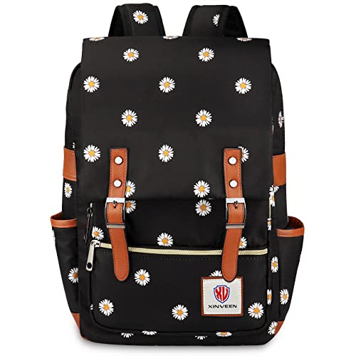 Xinveen-Slim-Vintage-Laptop-Backpack-Flower-College-School-Backpack-Unisex-Casual-Travel-Daypack-for-Women-Men
