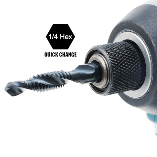 image for AUTOTOOLHOME Drill and Tap Set 6 Pack Nitride Black Drill Tap Bit Set 