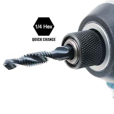 6 Pack Combination Drill Tap Bit Set Black Nitride Coated Screw Tapping Threading SAE Size 6-32NC 8-32NC 10-24NC 10-32NC 12-24NC 1/4-20NC for Power Drills & Drivers